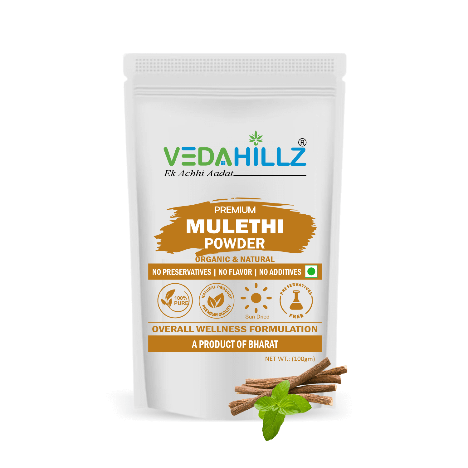 Vedahillz Mulethi Powder Made from Carefully Selected Licorice Roots